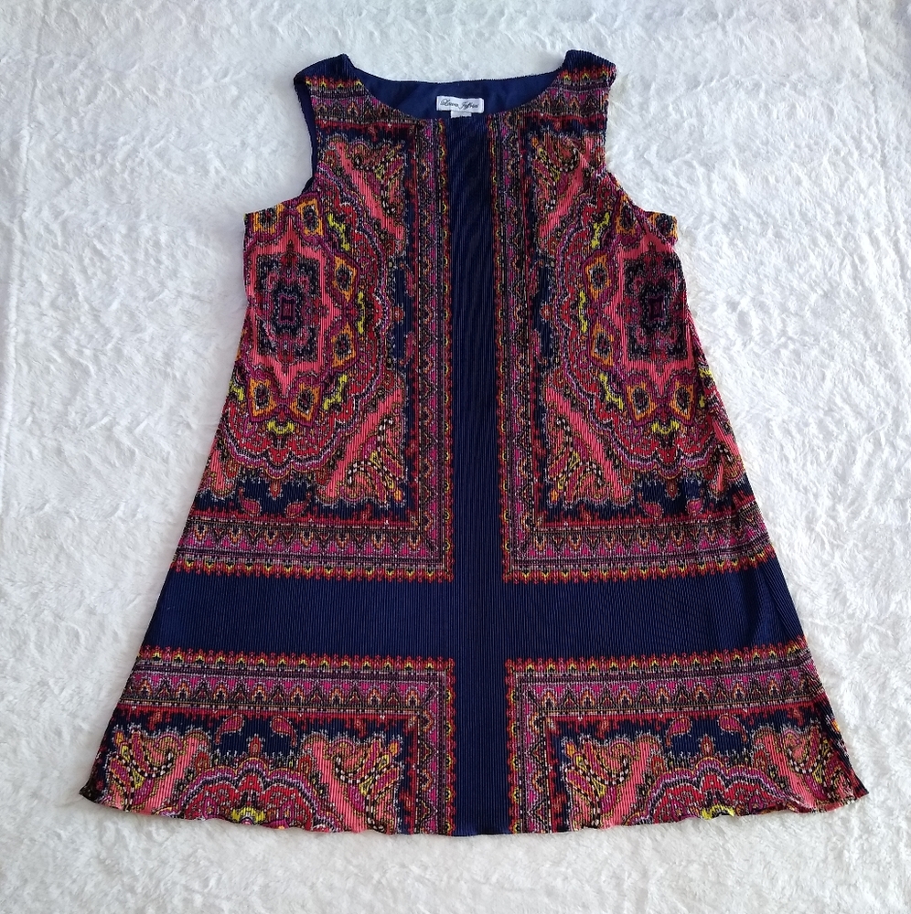 Laura Jeffries Paisley Pleated Sleeveless Dress